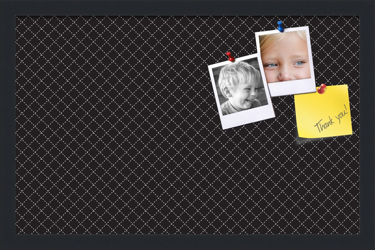 PinPix Custom Bulletin Board Black Diamond Poster Board Has a Fabric Style Canvas Finish, Framed in Satin Black, by ArtToFrames (PinPix-120)